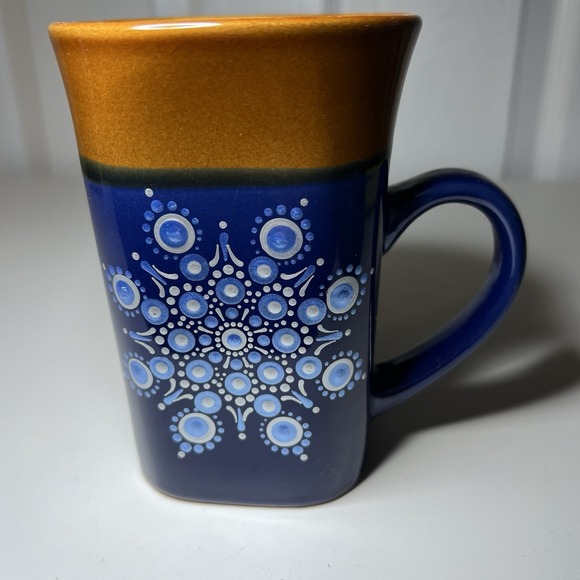Royal Norfolk Mandala Coffee Tea Mug Blue Brown - Picture 1 of 9